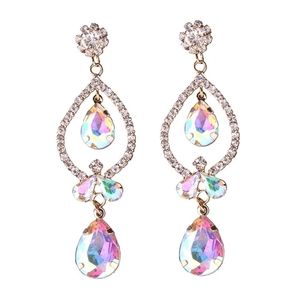 Crystal Tear Drop Earrings Long Earrings Prom Bridesmaid Wedding Statement